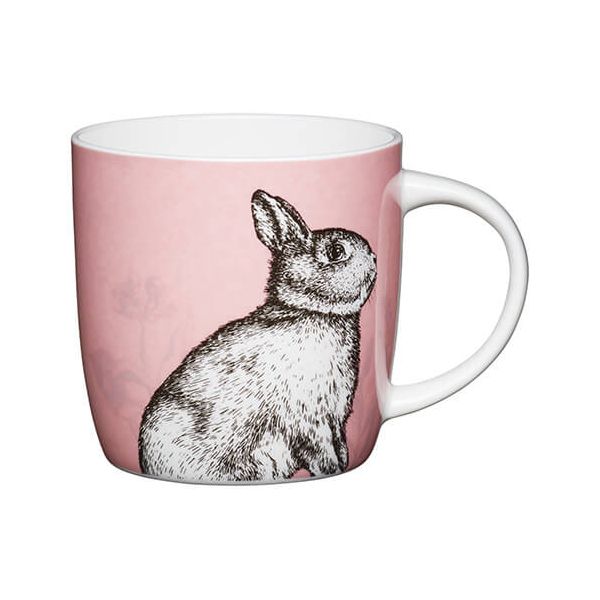 KitchenCraft China 425ml Barrel Shaped Mug, Rabbit