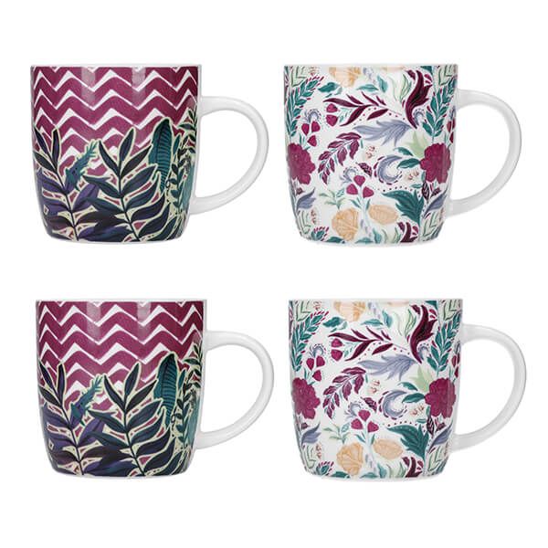 KitchenCraft Barrel Mug Set Of 4 Exotic Floral
