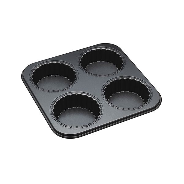 Master Class Non-Stick Four Hole Tartlet Pan with Loose Bases, 26x26cm