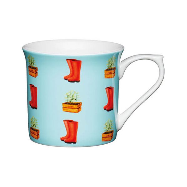 KitchenCraft China 300ml Fluted Mug, Wellies