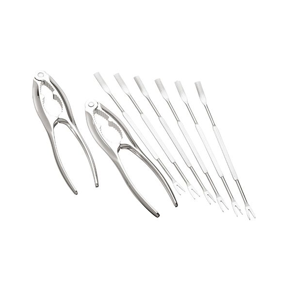 Set of Stainless Steel Fish Crackers and Seafood Forks