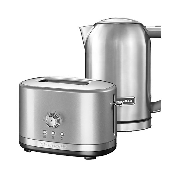 KitchenAid Contour Silver & Stainless Steel 2 Slot Manual Toaster and 1.7L Kettle Set