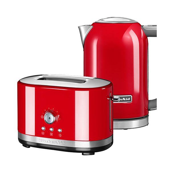 KitchenAid Empire Red 2 Slot Manual Toaster and 1.7L Kettle Set