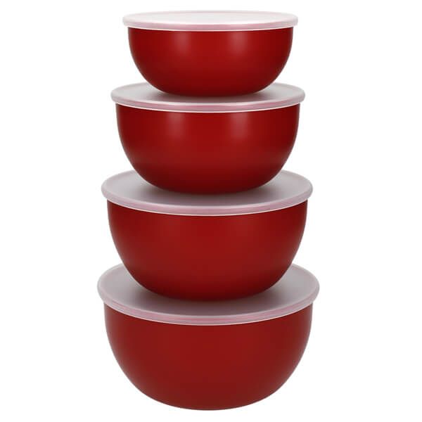 KitchenAid Set of 4 Prep Bowls & Lids Empire Red