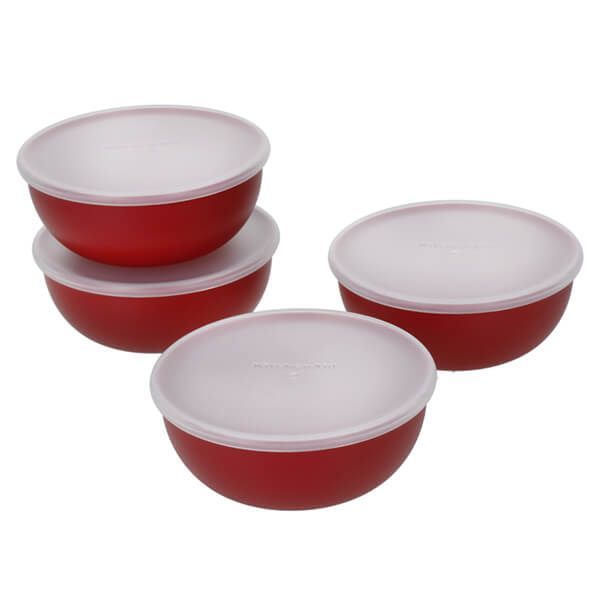 KitchenAid Set of 4 Pinch Bowls & Lids Empire Red
