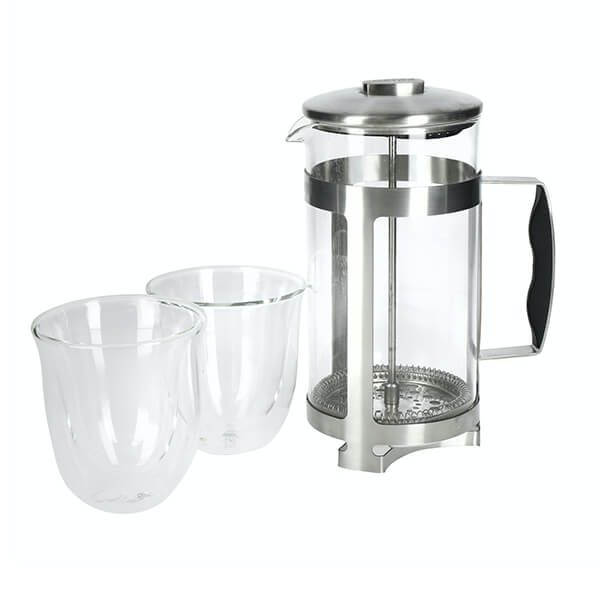 La Cafetiere Trieste Gift Set - 1 litre Cafetiere With Two 230ml Cappuccino Glasses