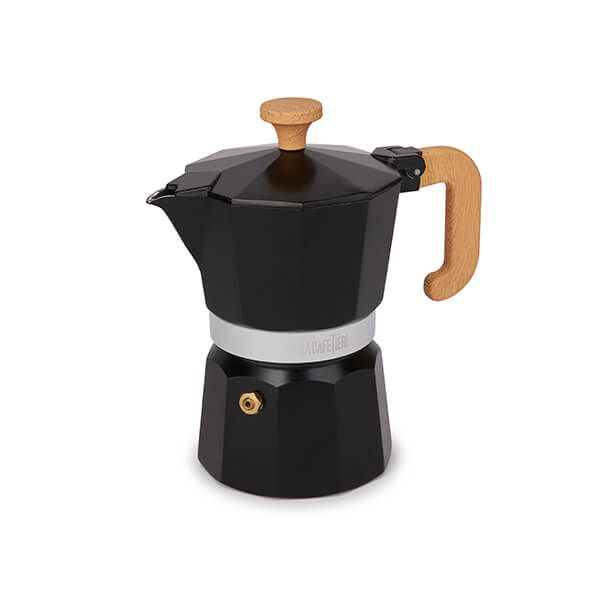 La Cafetiere Espresso Maker 3 Cup Black Wood Effect Handle
