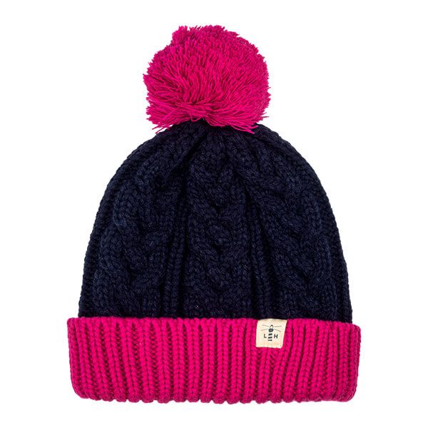 Lighthouse Hannah Bobble Hat Navy/Pink - One Size