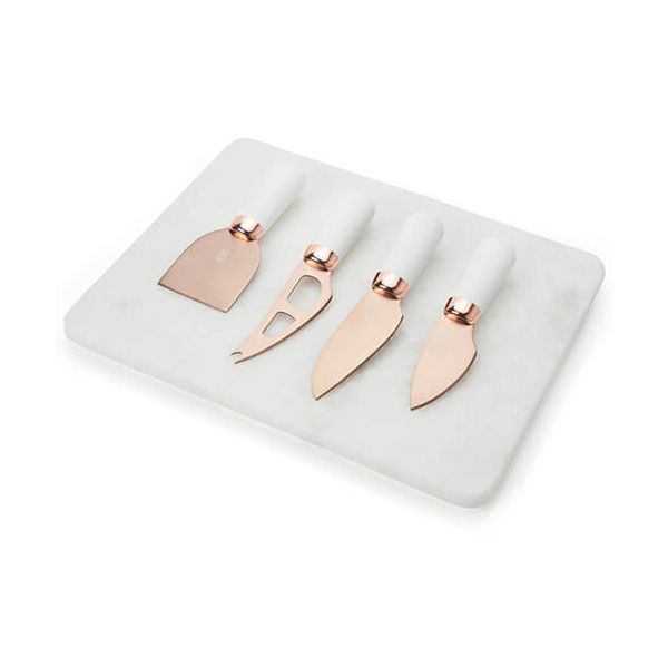 Taylors Eye Witness Brooklyn Rose Gold Marble Cheese Board and Cheese Knife Set