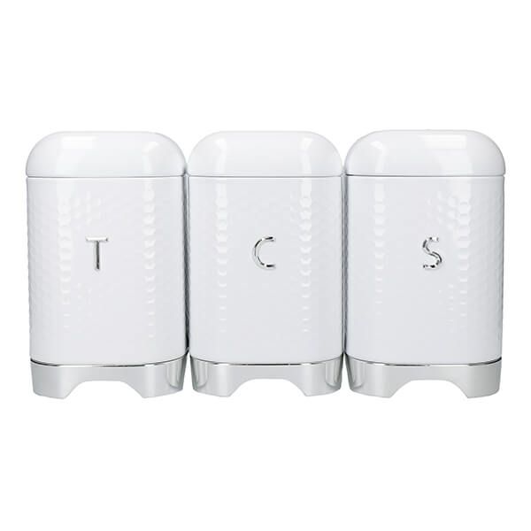 Lovello Textured Ice White Counter Top Storage Gift Set