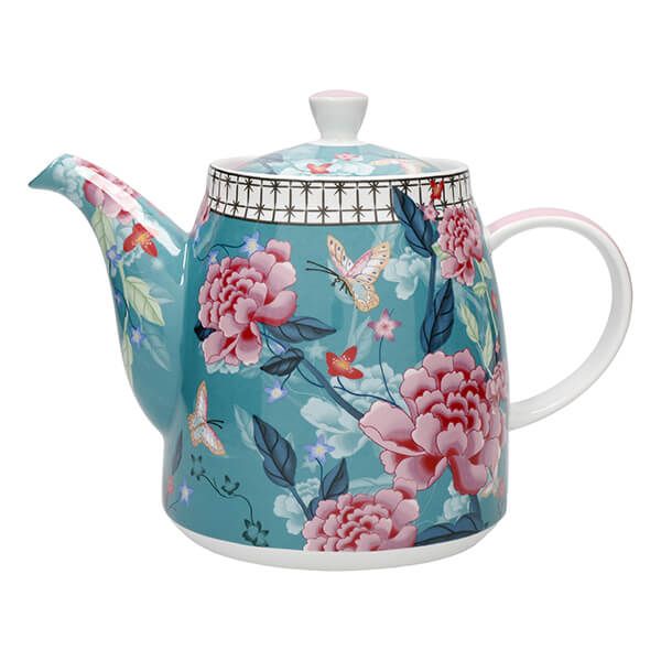 London Pottery Bell Teapot 1L Teal Floral