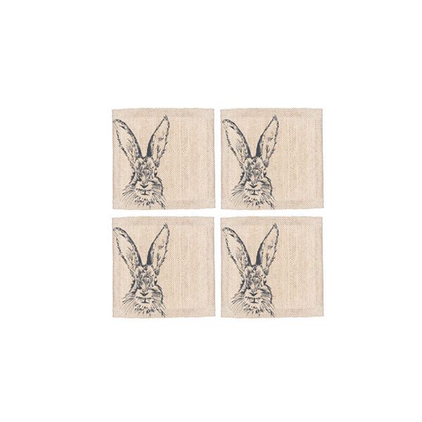 The Just Slate Company Set of 4 Hare Linen Coasters