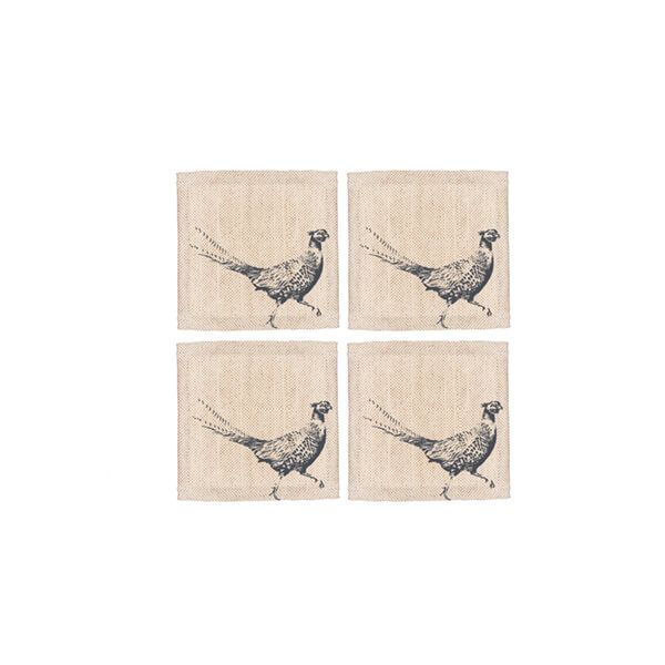 The Just Slate Company Set of 4 Pheasant Linen Coasters