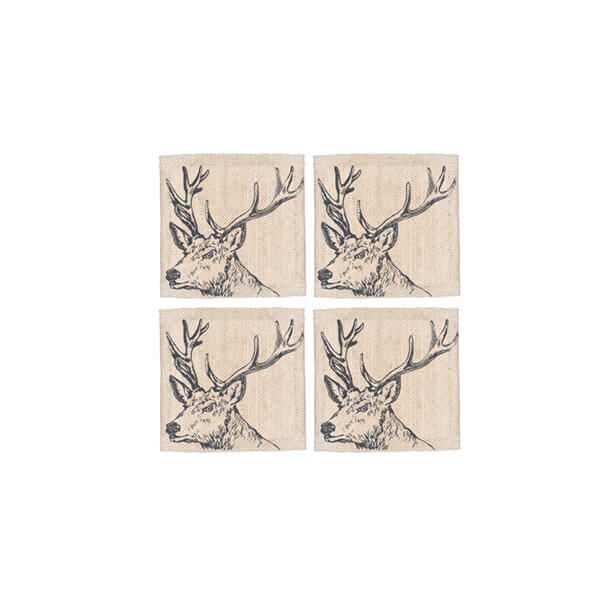 The Just Slate Company Set of 4 Stag Linen Coasters