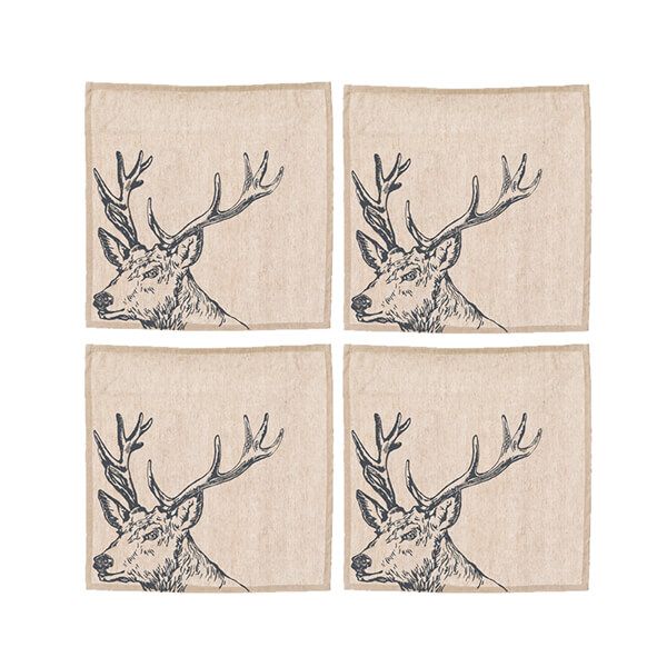 The Just Slate Company Set of 4 Stag Linen Napkins