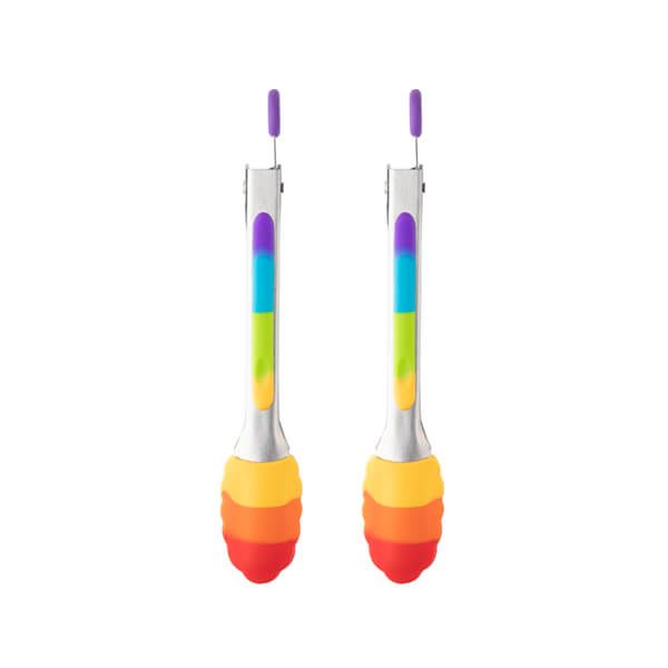 Taylor's Eye Witness Set of 2 Mini Rainbow Silicone & Stainless Steel Tongs