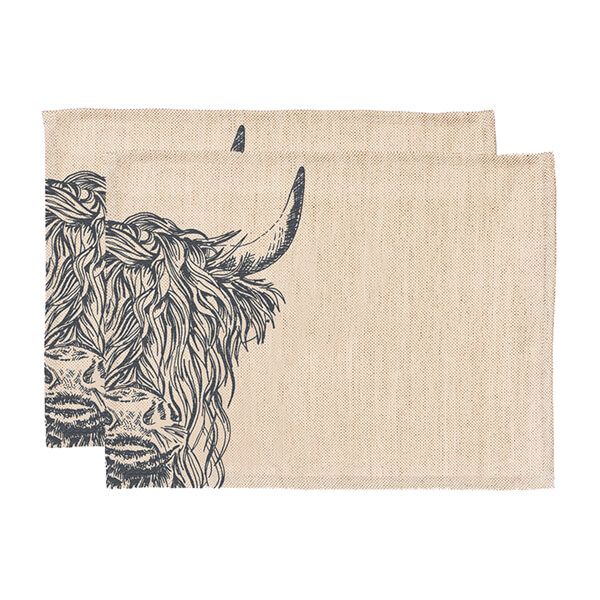 The Just Slate Company Set of 2 Highland Cow Linen Placemats