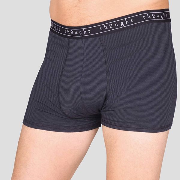 Thought Navy Michael Striped Bamboo Organic Cotton Blend Jersey Boxers
