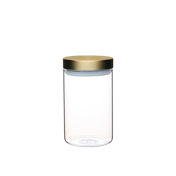 Master Class Medium Glass Canister with Burnished Brass Lid