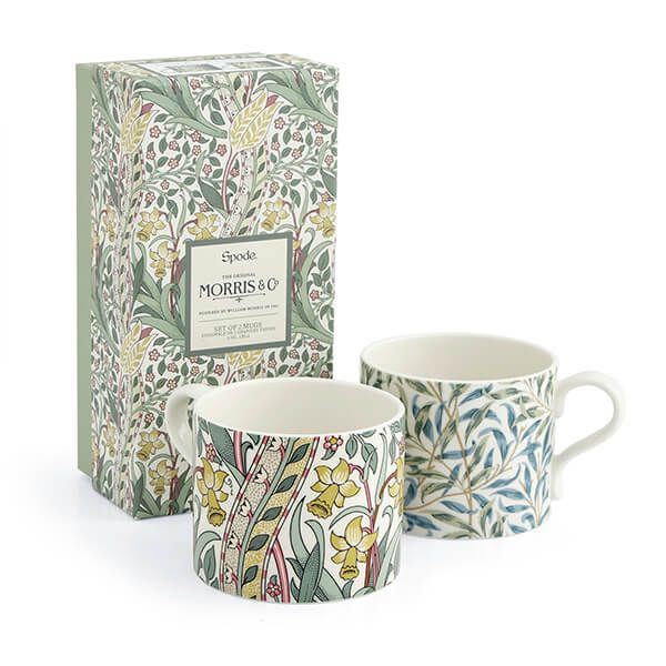 Morris & Co Mugs Set of 2 Daffodil Privat Pink & Willow Bough Sage