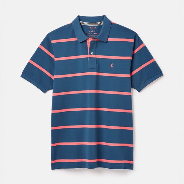Joules Mens Blue Pink Stripe Filbert Polo Shirt