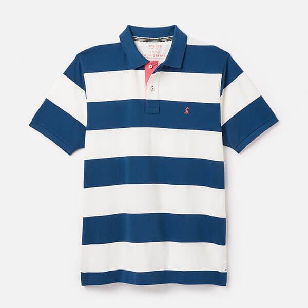 Joules Mens Blue White Stripe Filbert Polo Shirt
