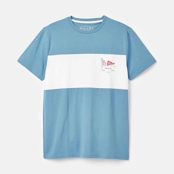 Joules Mens Blue Colour Block Denton Jersey T-Shirt