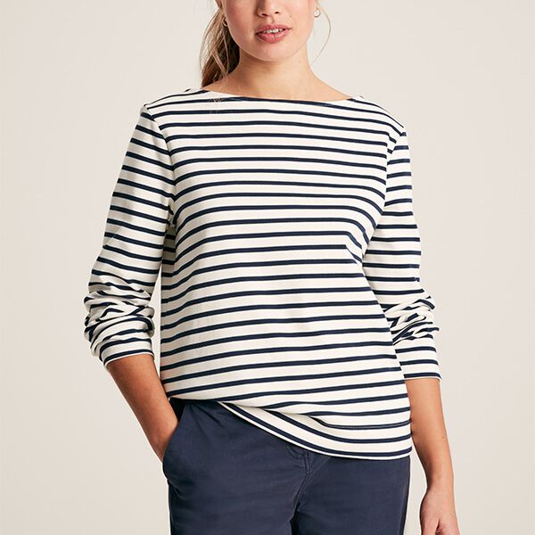 Joules Navy Stripe Harbour Long Sleeve Jersey Top