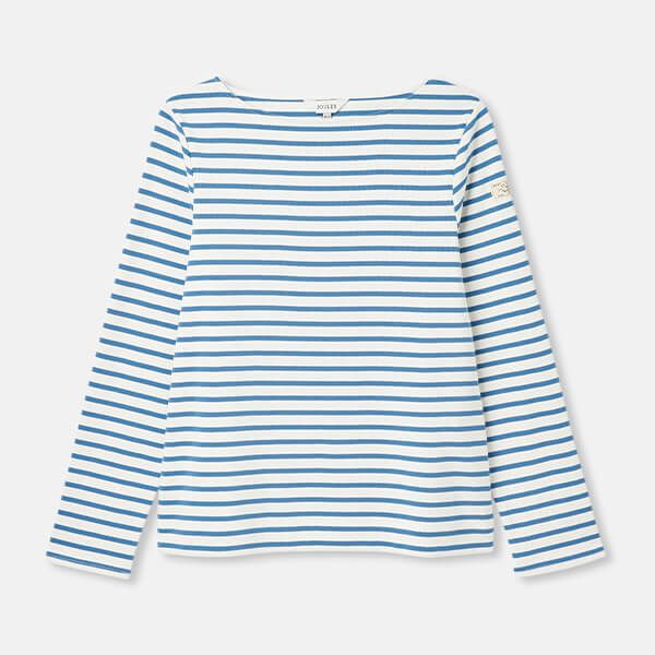 Joules Cream Blue Stripe Harbour Long Sleeve Jersey Top