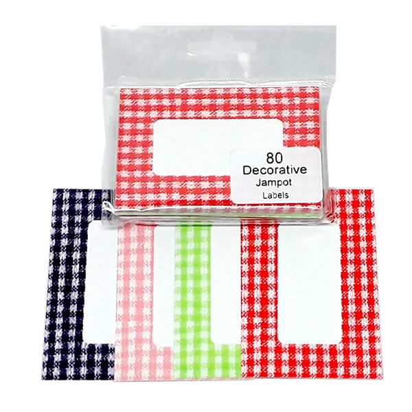 NJ Products Jar labels Pack 2 Gingham Red, Blue, Green And Pink