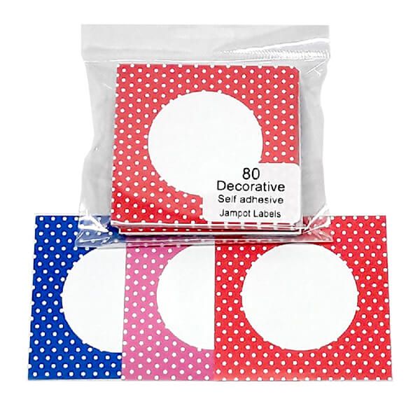 NJ Products Jar labels Pack 4 Polka Dot Red, Blue, Pink And Green