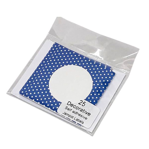 NJ Products Polka Dot Blue Circular Jam Pot Labels