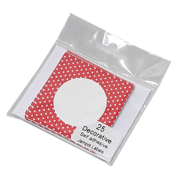 NJ Products Polka Dot Red Circular Jam Pot Labels