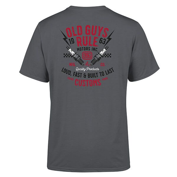 Old Guys Rule Old Guys Garage T-Shirt Charcoal