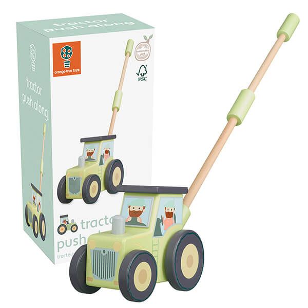 Orange Tree Toys Tractor Push Along Wooden Toy