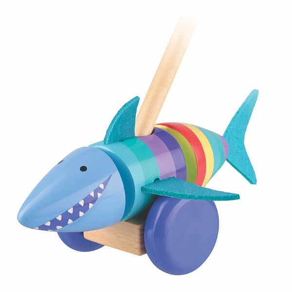 Orange Tree Toys Shark Push Along Wooden Toy
