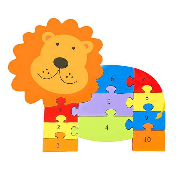Orange Tree Toys Lion Number Wooden Puzzle