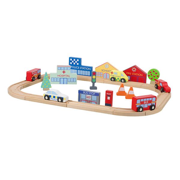 Orange Tree Toys Emergency Services Road Track Wooden Toy