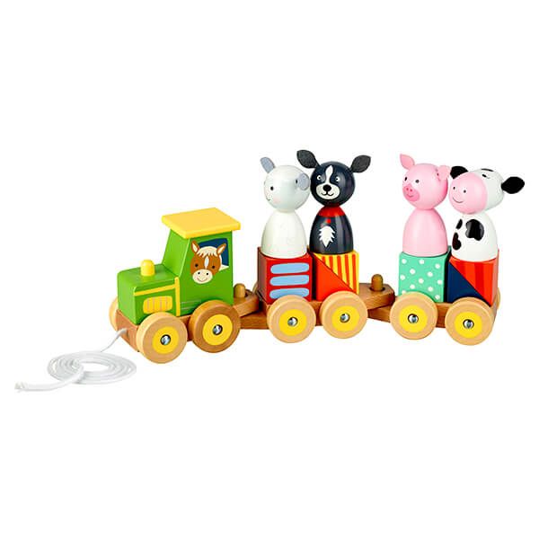 Orange Tree Toys Farm Animal Wooden Puzzle Train