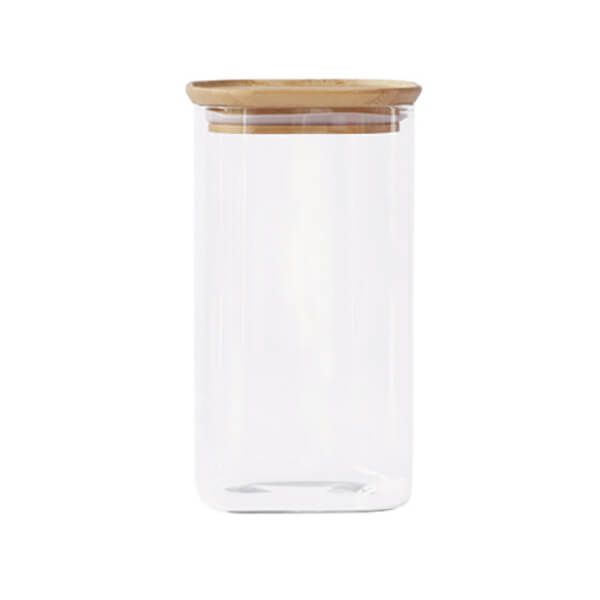 Pebbly Square 1400ml Canister With Bamboo Lid