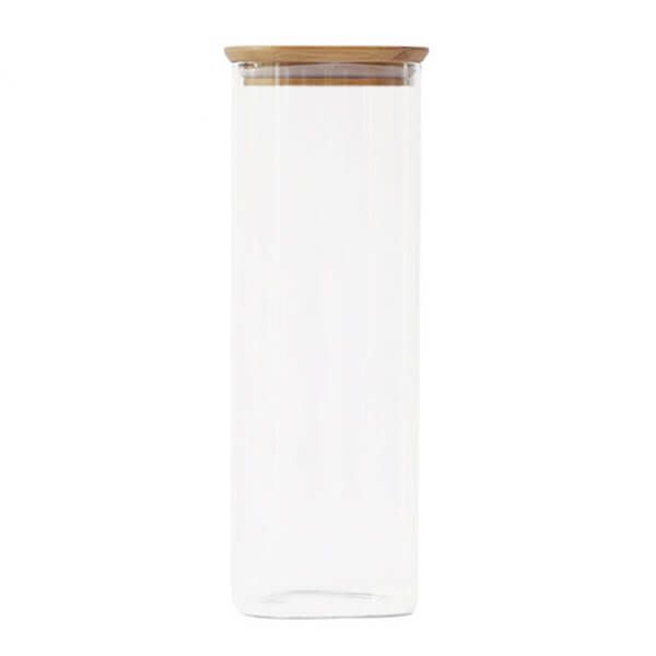 Pebbly Square 2200ml Canister With Bamboo Lid
