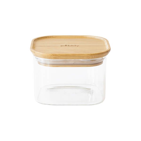 Pebbly Square 500ml Canister With Bamboo Lid