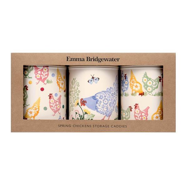 Emma Bridgewater Spring Chickens Set of 3 Round Caddies
