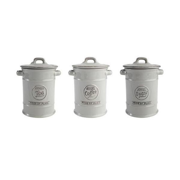 T&G Pride Of Place Set Of 3 Storage Jars In Cool Grey