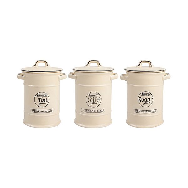 T&G Pride Of Place Set Of 3 Storage Jars In Old Cream