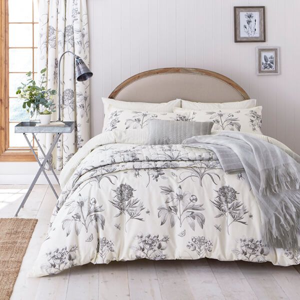 Sanderson Options Etchings & Roses Duvet Cover Set King Size Ivory