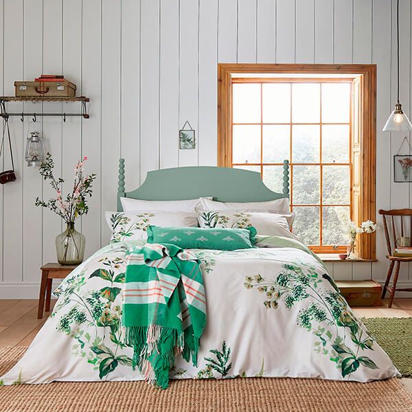 Joules Lakeside Floral Duvet Cover Set Double Green