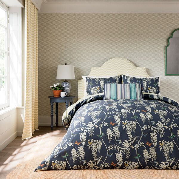 Sanderson Options Wisteria & Butterfly Duvet Cover Set King Size Midnight Blue