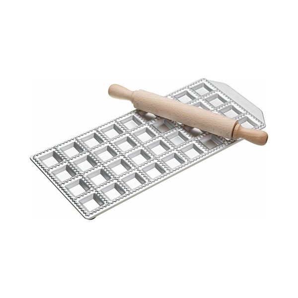 Imperia Thirty-Six Hole Ravioli Tray and Rolling Pin