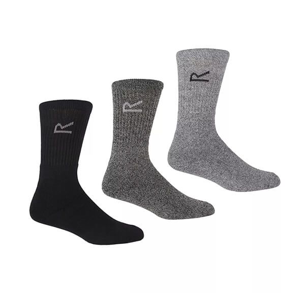 Regatta Mens 3 Pack Socks Grey Marl Size 6-11